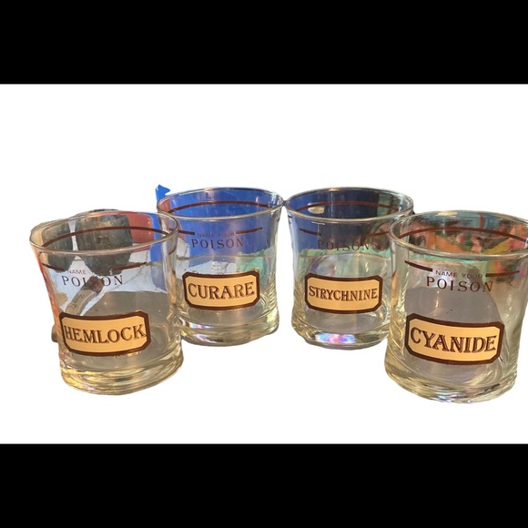 Other - Vintage MCM Name your Poison 4 bar glasses